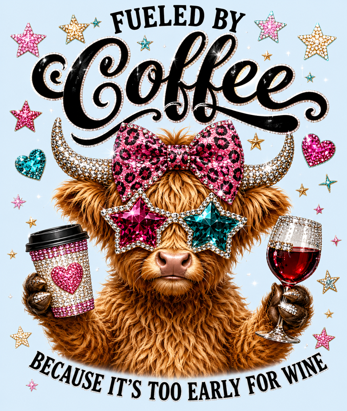 Faux Bling Fueled By Coffee | Funny Coffee Lovers T-Shirt