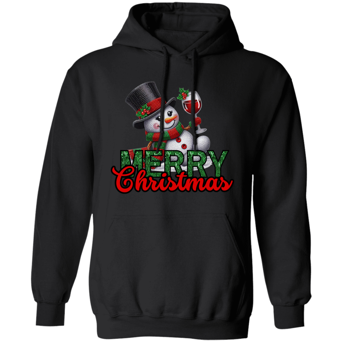Sparkling Snowman Merry Christmas Pullover Hoodie