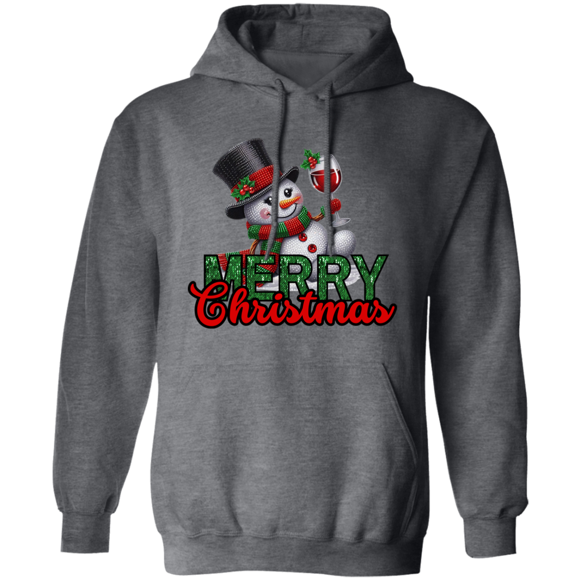 Sparkling Snowman Merry Christmas Pullover Hoodie