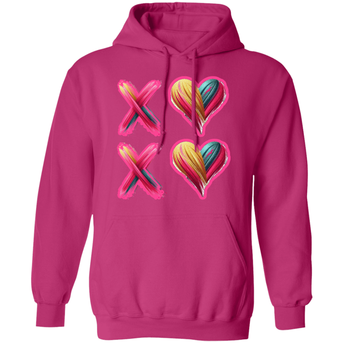Watercolor Brushstroke XOXO Love Hearts Valentine's Day Hoodie