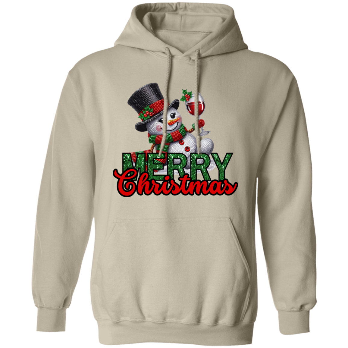 Sparkling Snowman Merry Christmas Pullover Hoodie