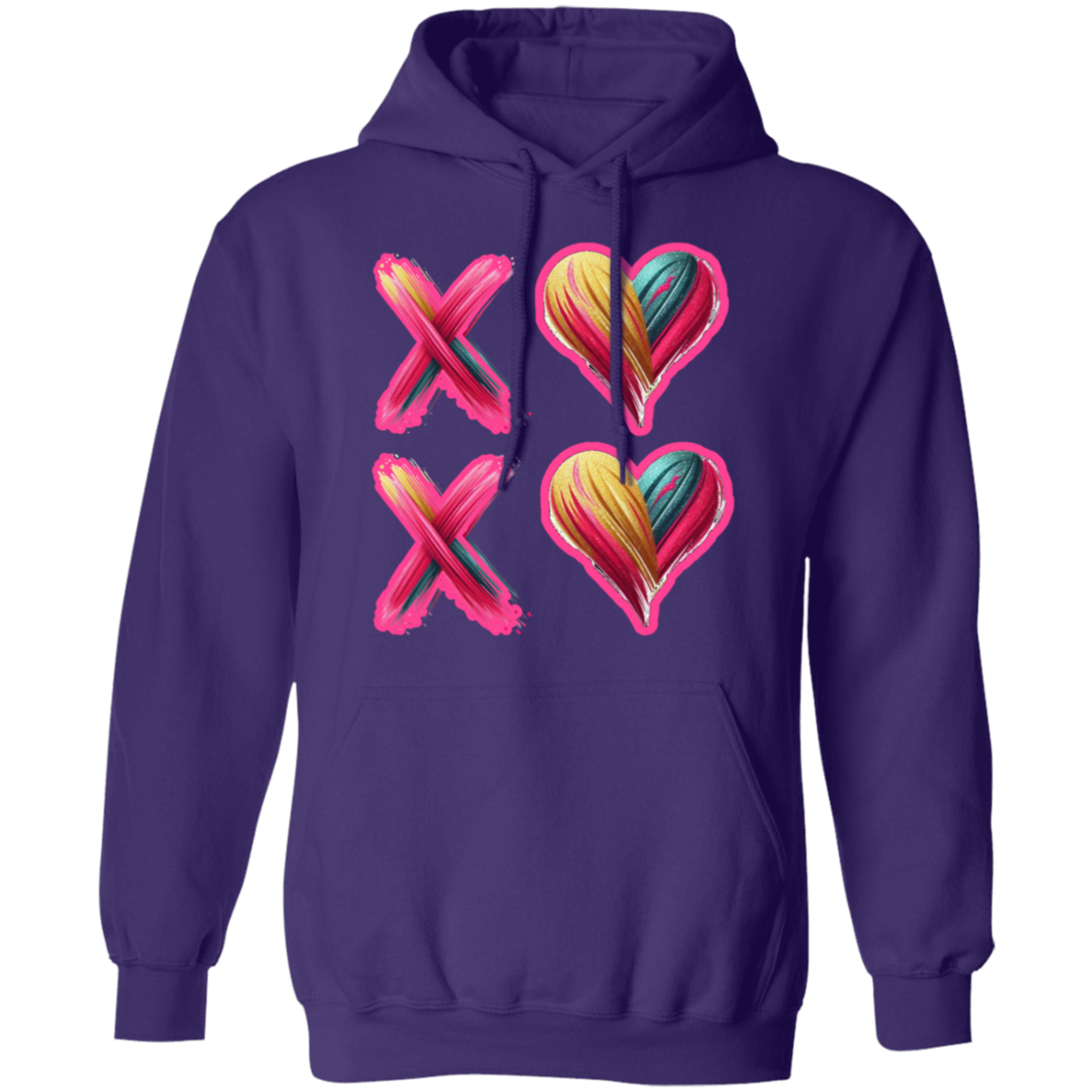 Watercolor Brushstroke XOXO Love Hearts Valentine's Day Hoodie