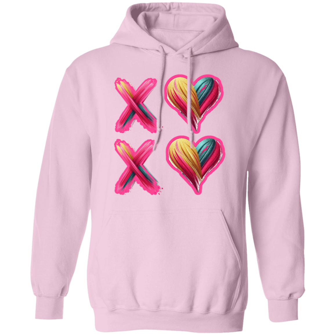 Watercolor Brushstroke XOXO Love Hearts Valentine's Day Hoodie