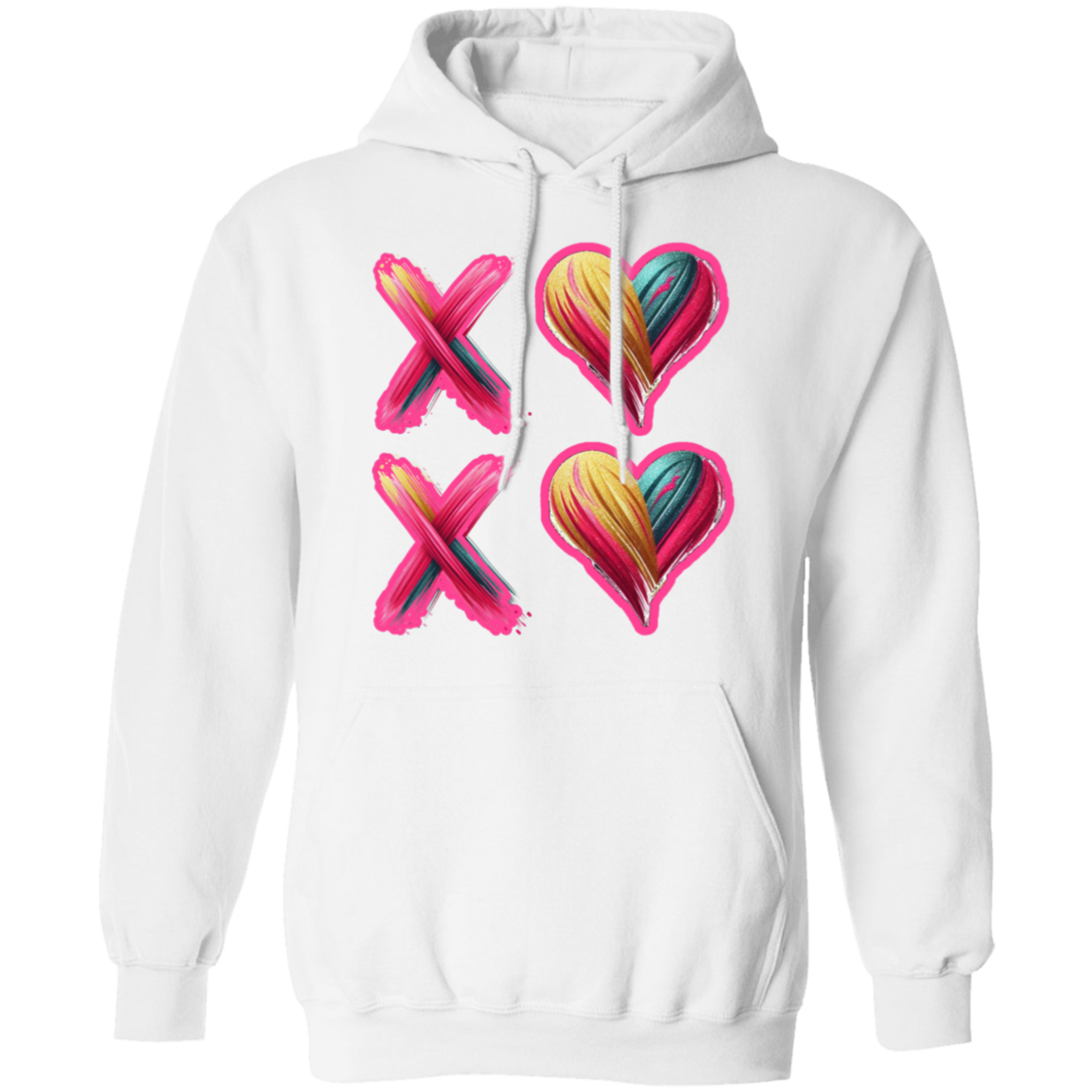 Watercolor Brushstroke XOXO Love Hearts Valentine's Day Hoodie