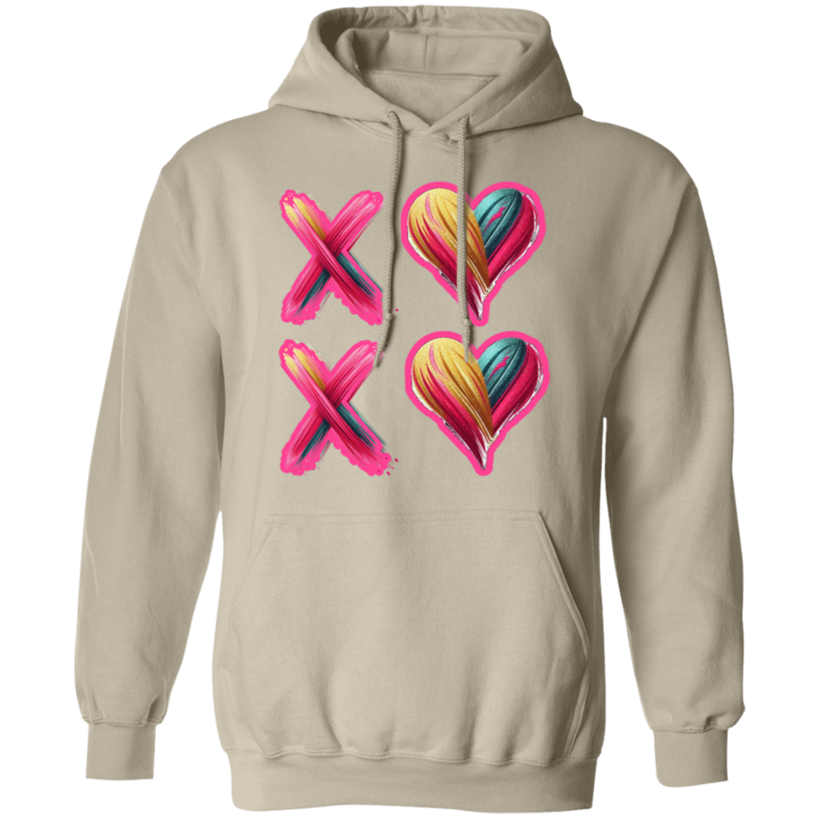 Watercolor Brushstroke XOXO Love Hearts Valentine's Day Hoodie