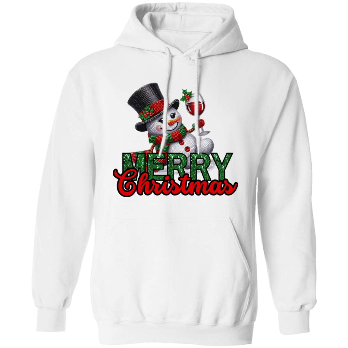 Sparkling Snowman Merry Christmas Pullover Hoodie