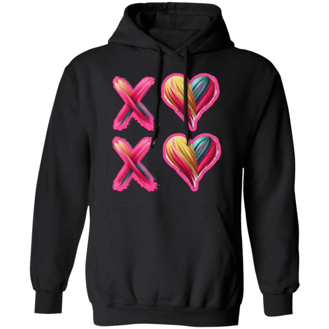 Watercolor Brushstroke XOXO Love Hearts Valentine's Day Hoodie