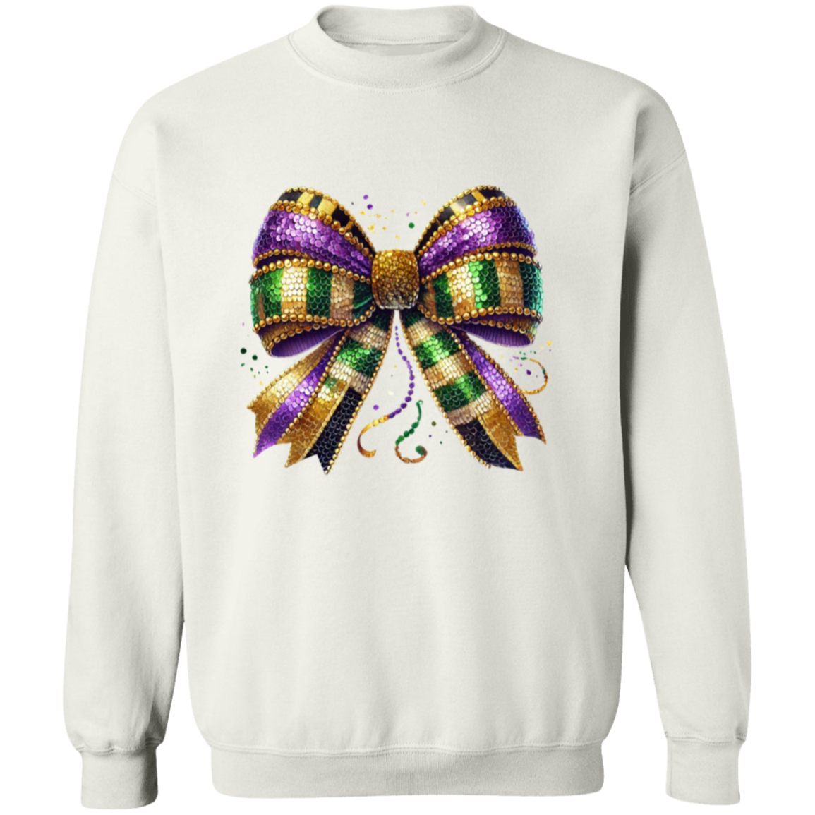 Purple, Green and Gold Beads Mardi Gras Sweatshirt