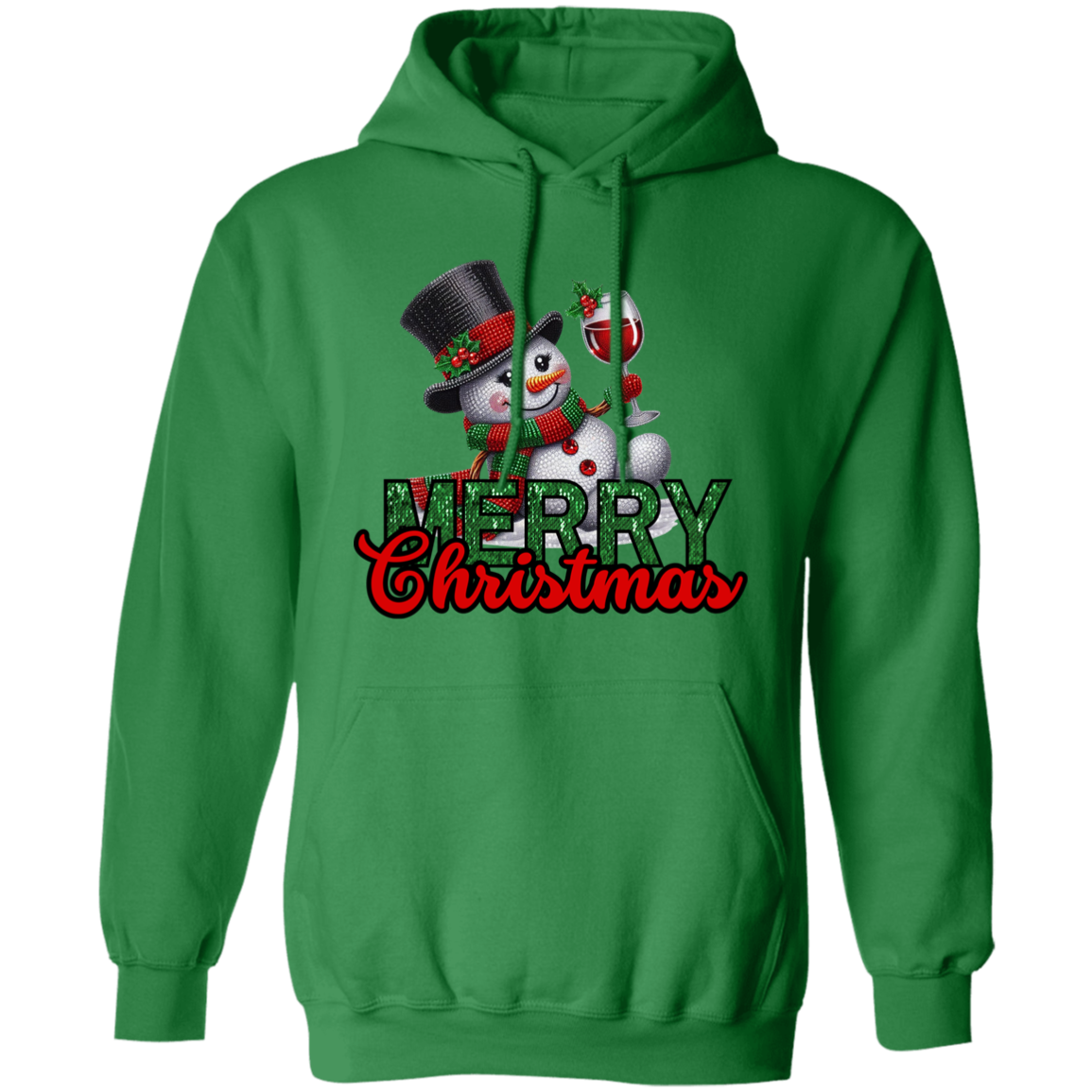 Sparkling Snowman Merry Christmas Pullover Hoodie
