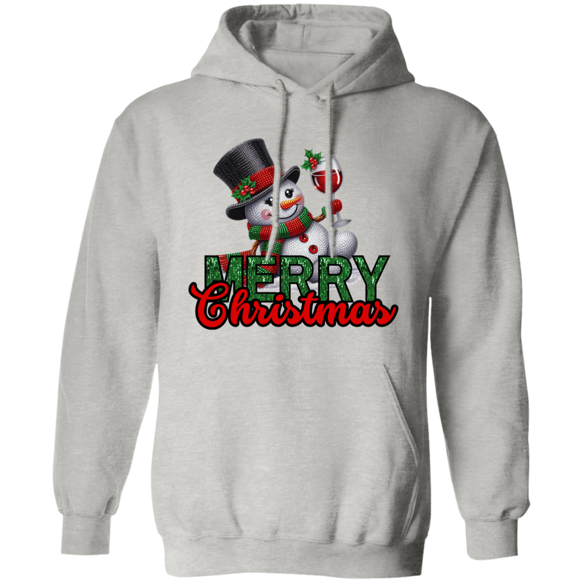 Sparkling Snowman Merry Christmas Pullover Hoodie