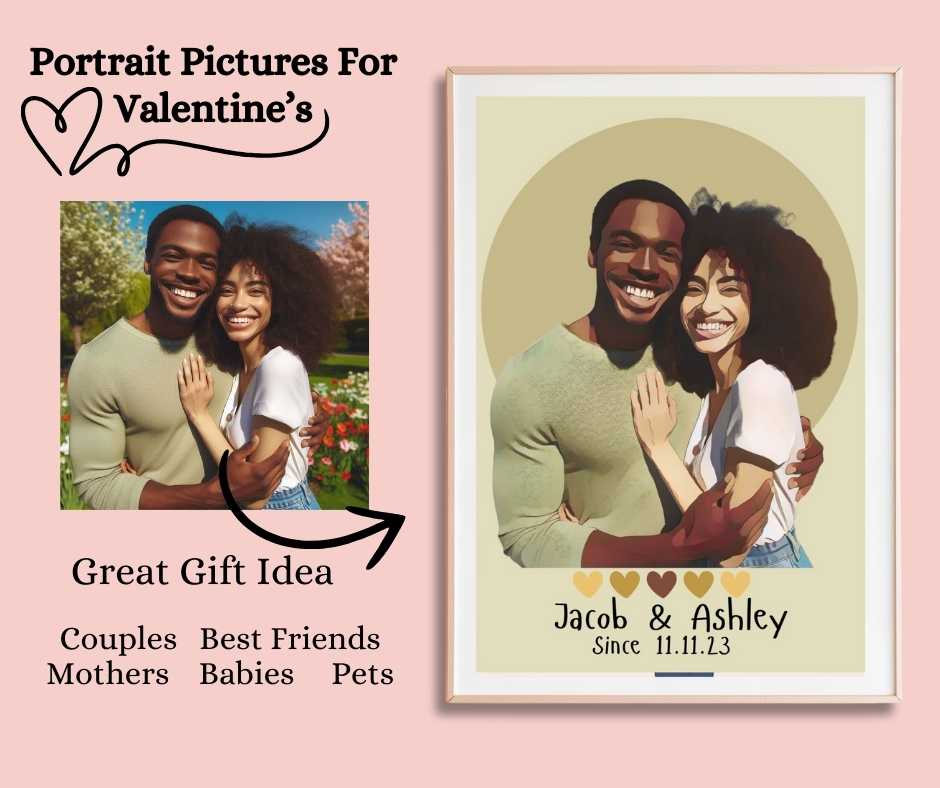 Couples Portrait Valentine's Day Canvas 1.5in Frame