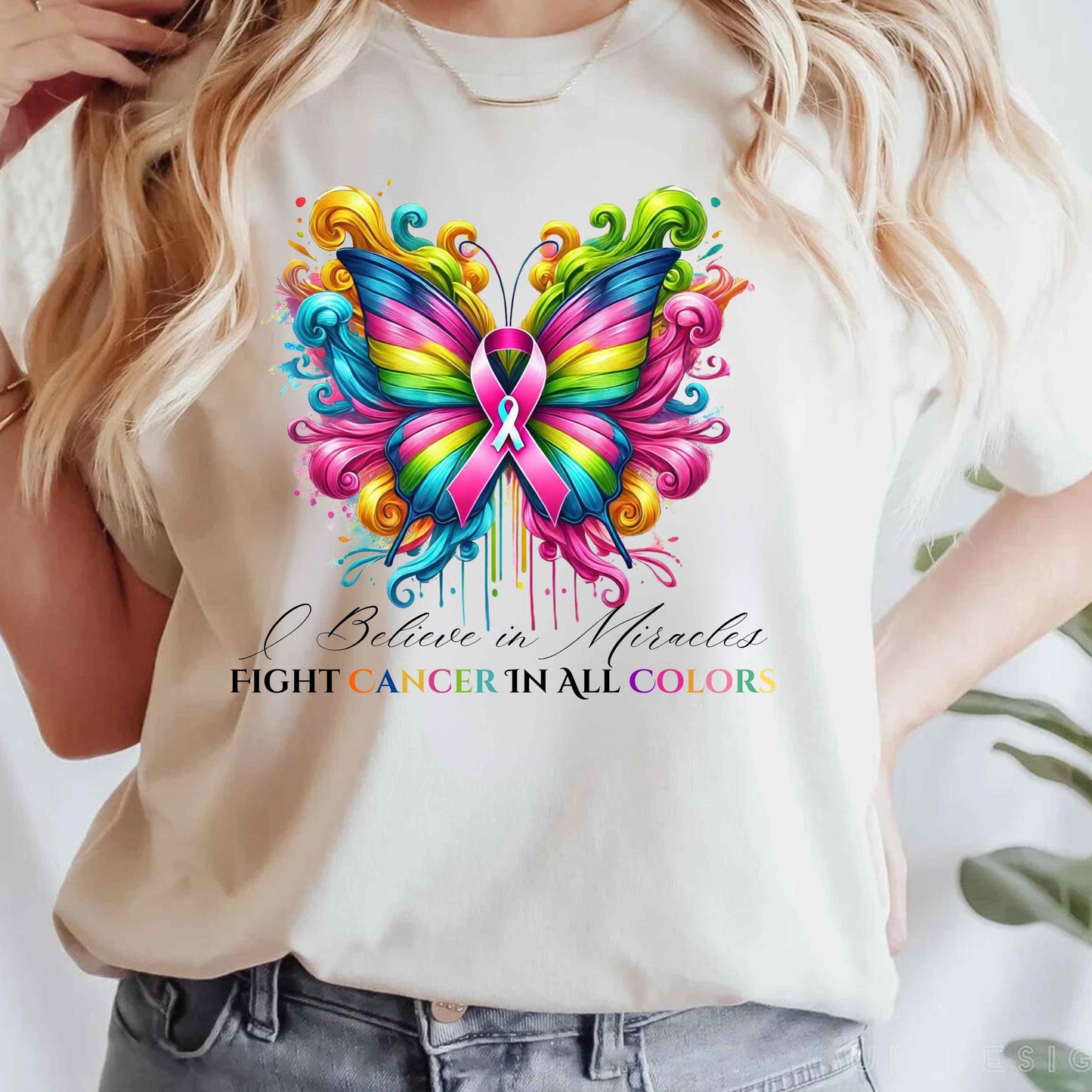 Beautiful Butterfly Breast Cancer Awareness T-Shirt
