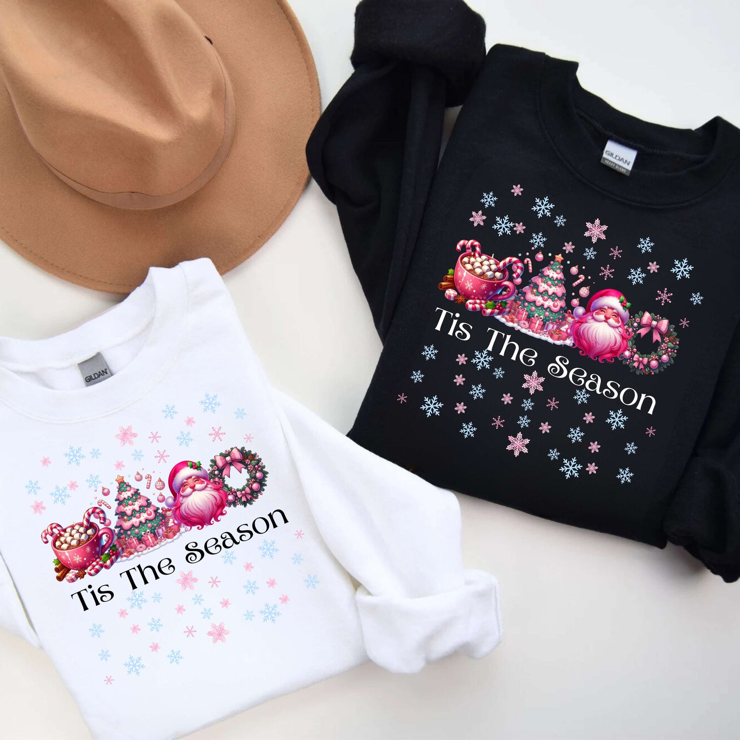 Pink Christmas Santa Wreath Coco Sweatshirt