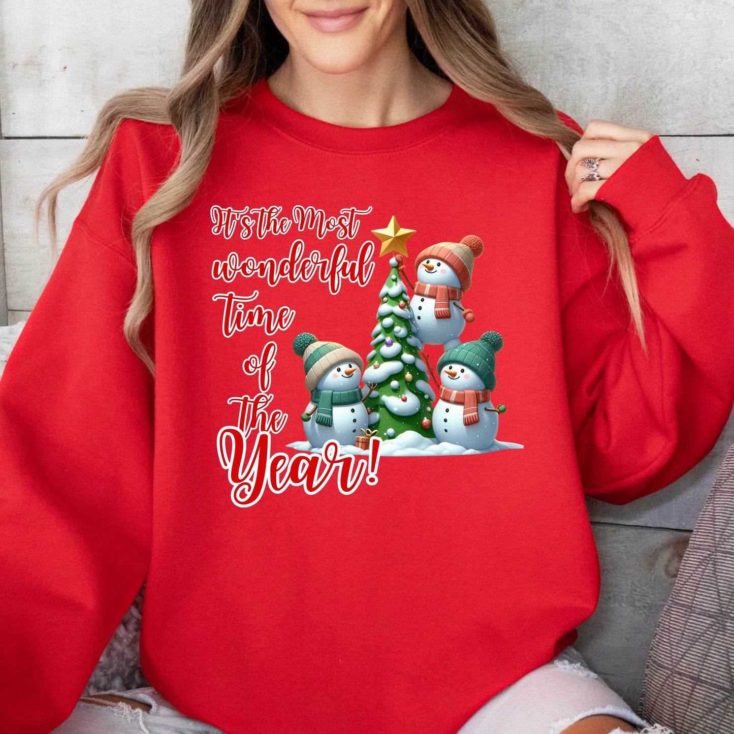 Teamwork Makes The Dream Work Funny Snowman Christmas Pullover Sweatshirt