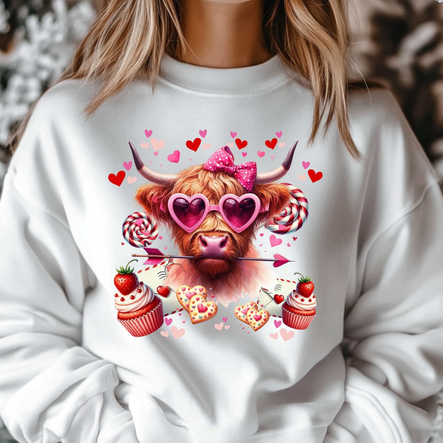 Valentine's Highland Love Cow Sweatshirt