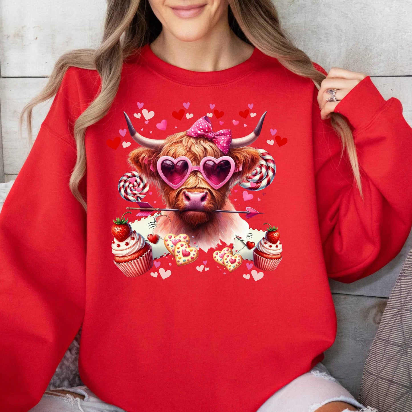 Valentine's Highland Love Cow Sweatshirt