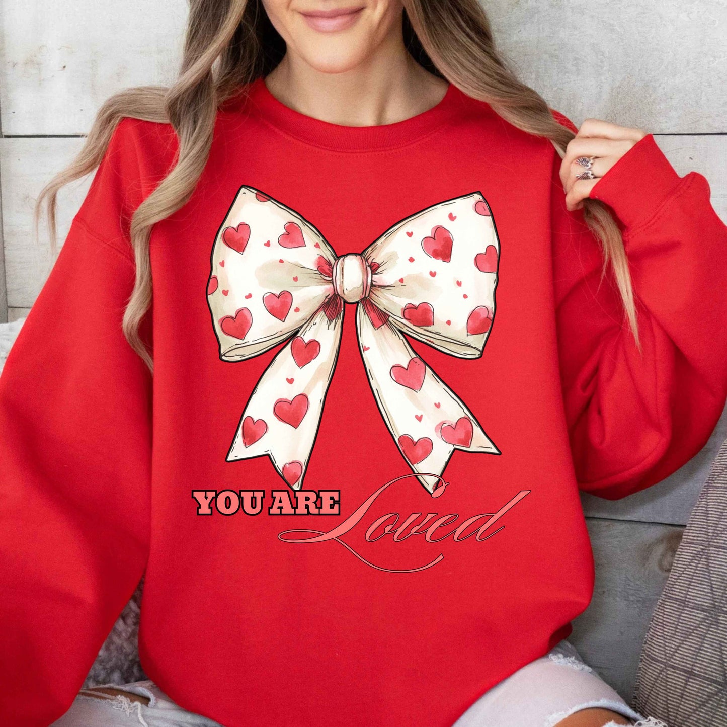 Valentine's You Are Loved Crewneck Pullover Sweatshirt