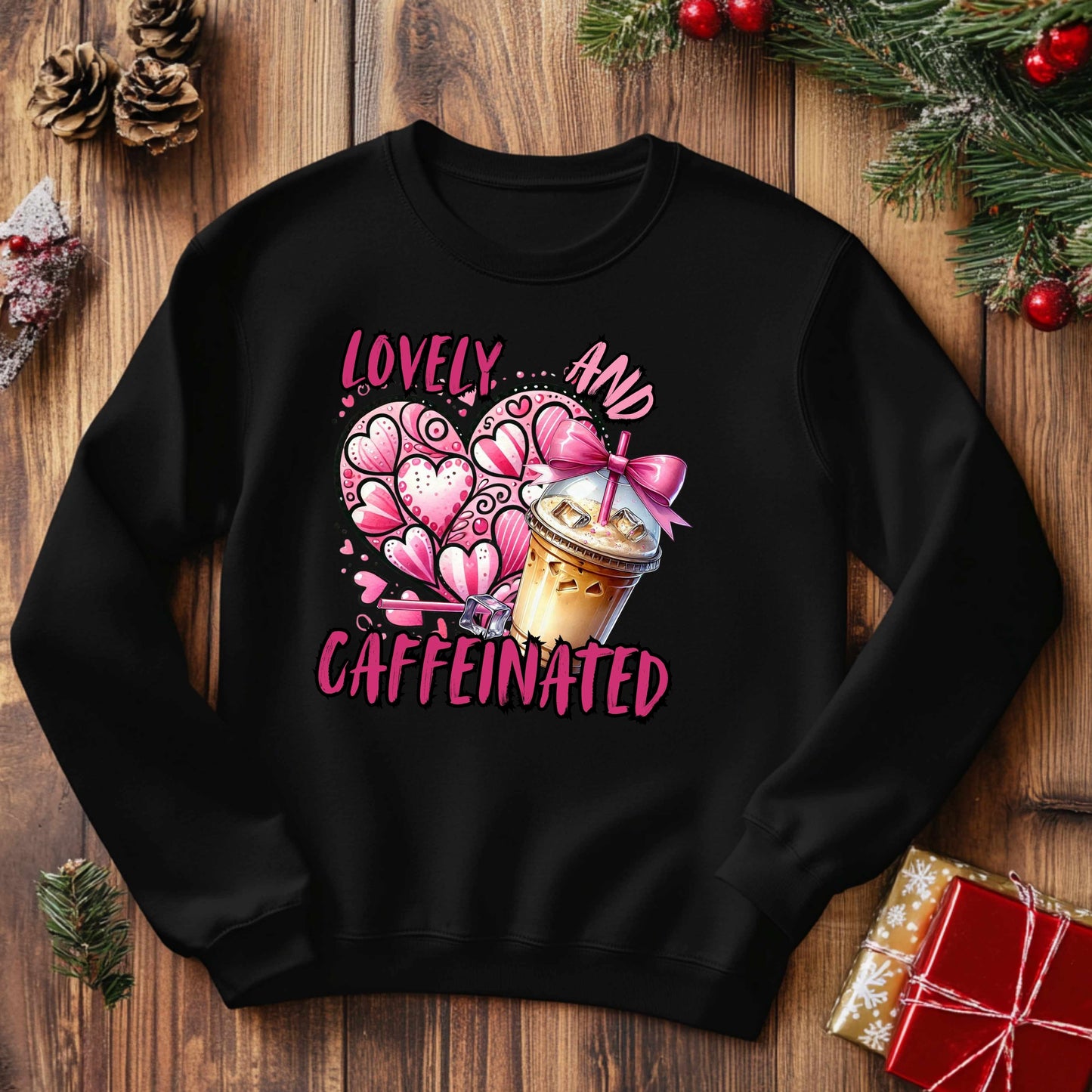 Loved and Caffeinated Valentine's Crewneck Pullover Sweatshirt
