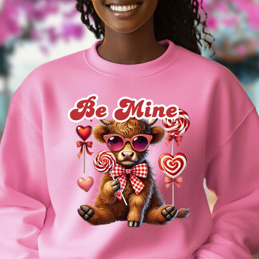 Be Mine Highland Cow Valentine's Day Sweatshirt