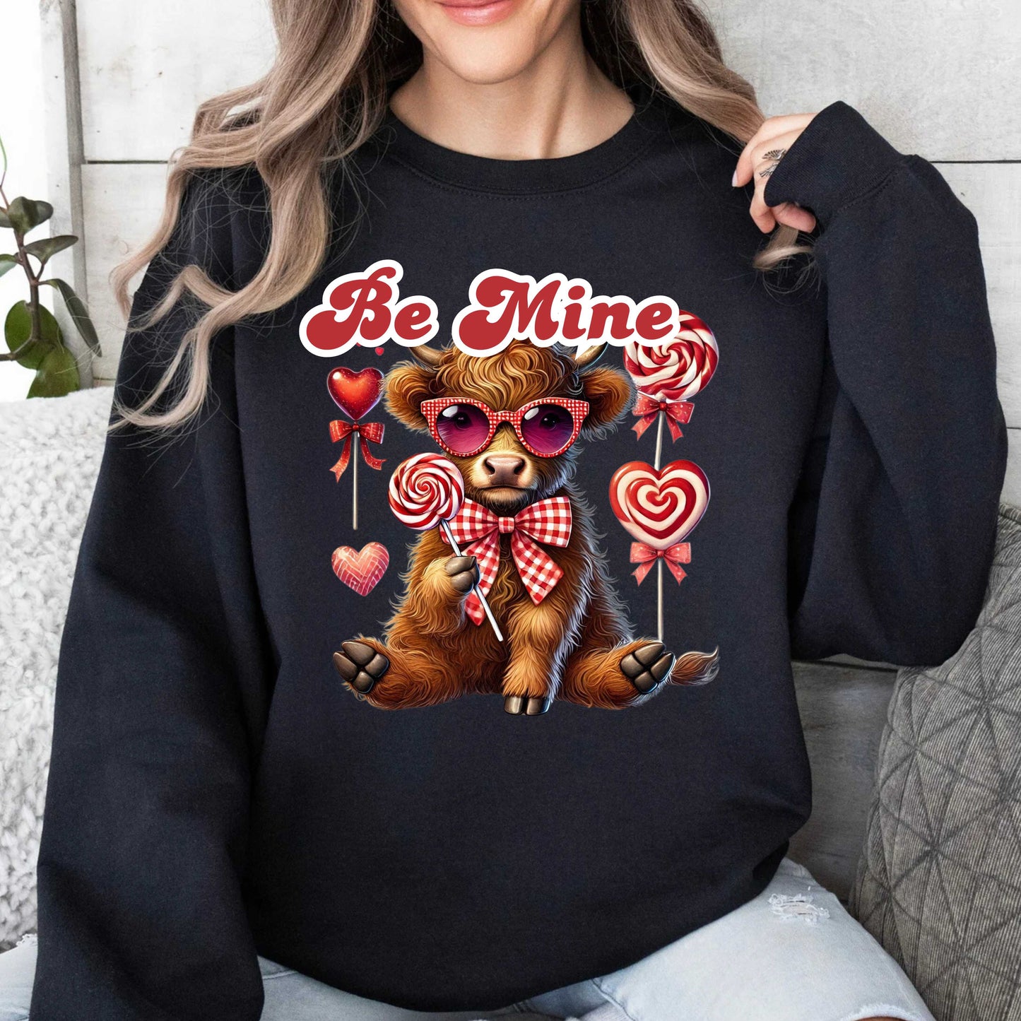 Be Mine Highland Cow Valentine's Day Sweatshirt