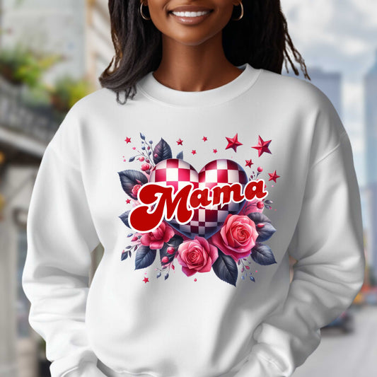 Mama Heart Checkered  Sweatshirt