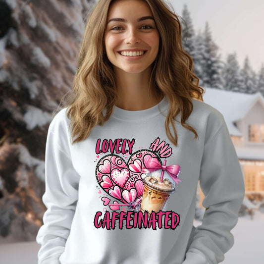 Loved and Caffeinated Valentine's Crewneck Pullover Sweatshirt
