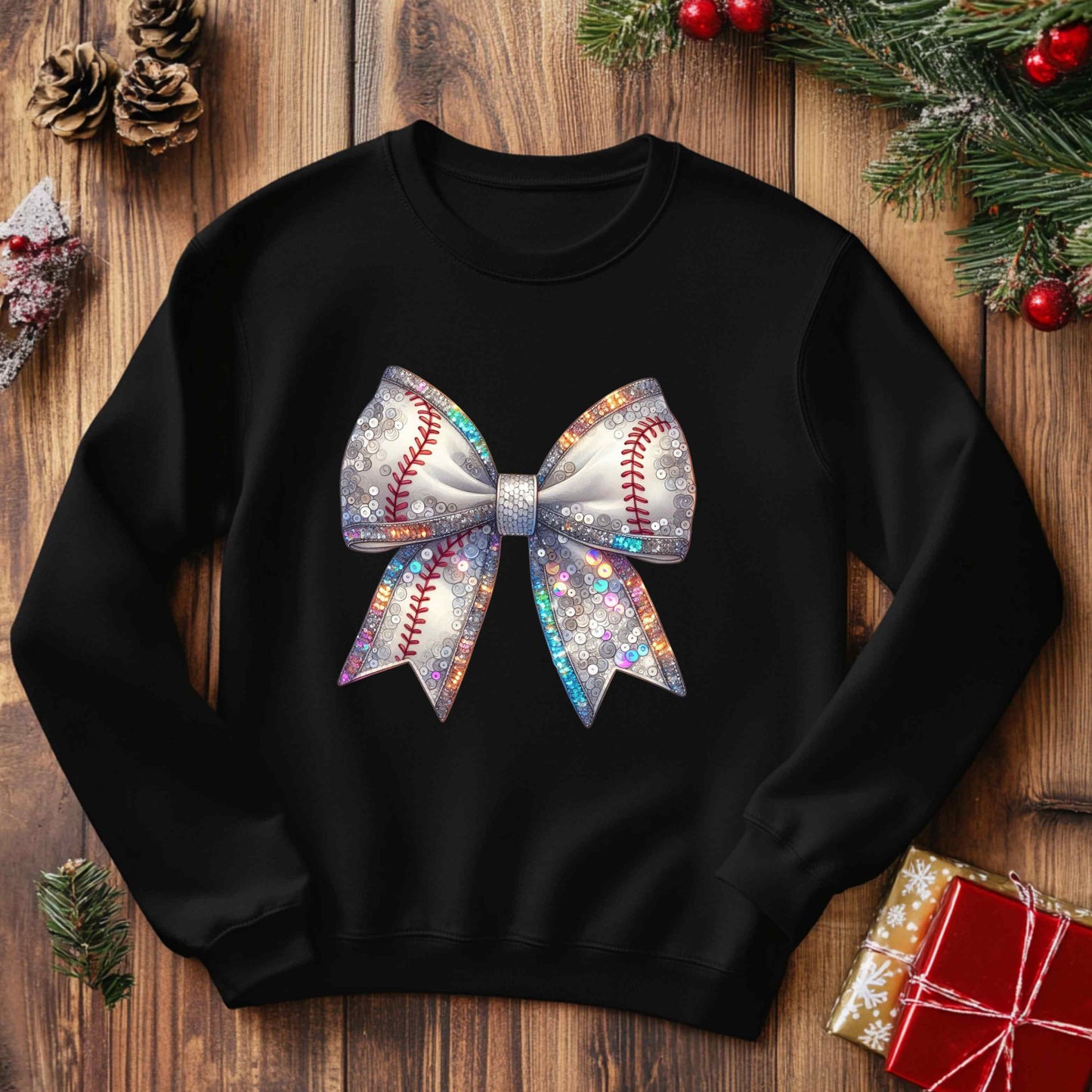 Glam Baseball Mom Bow Sweatshirt