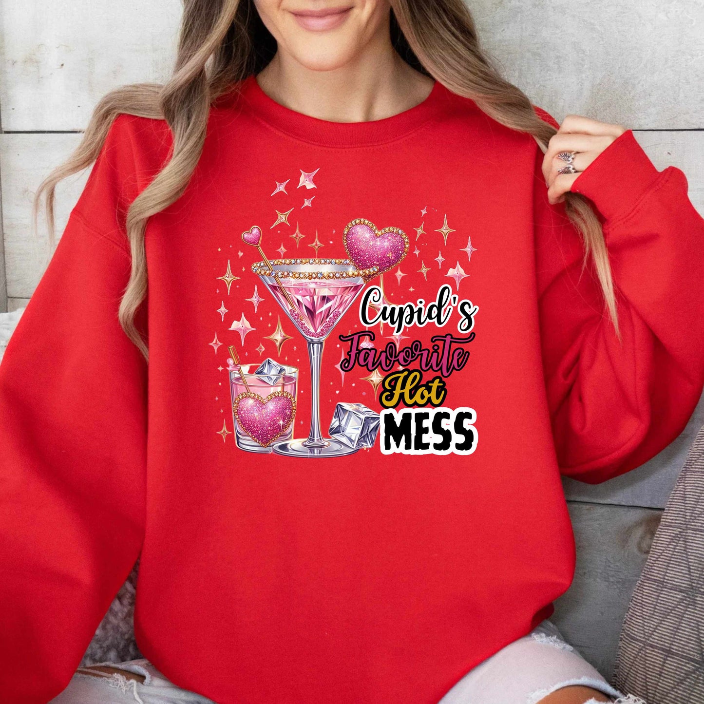 Cupid's Favorite Hot Mess Funny Valentine's Sweatshirt