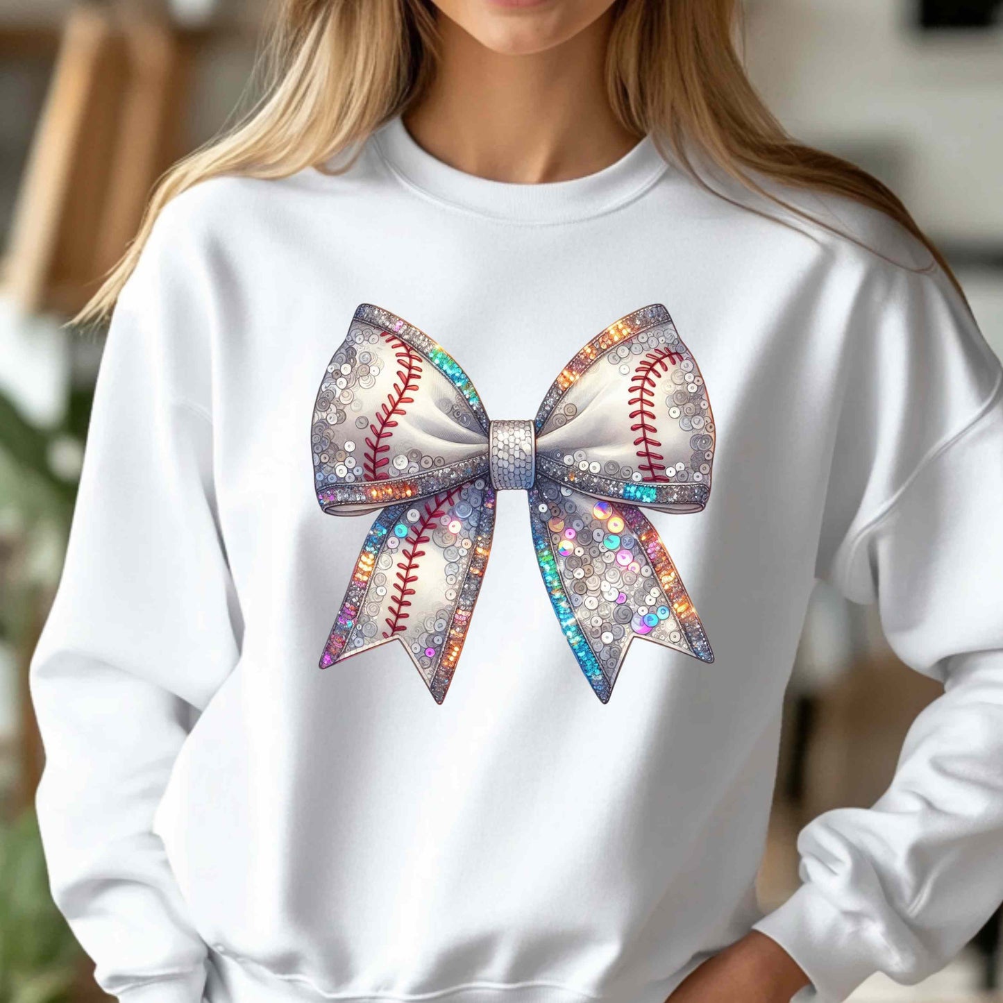 Glam Baseball Mom Bow Sweatshirt