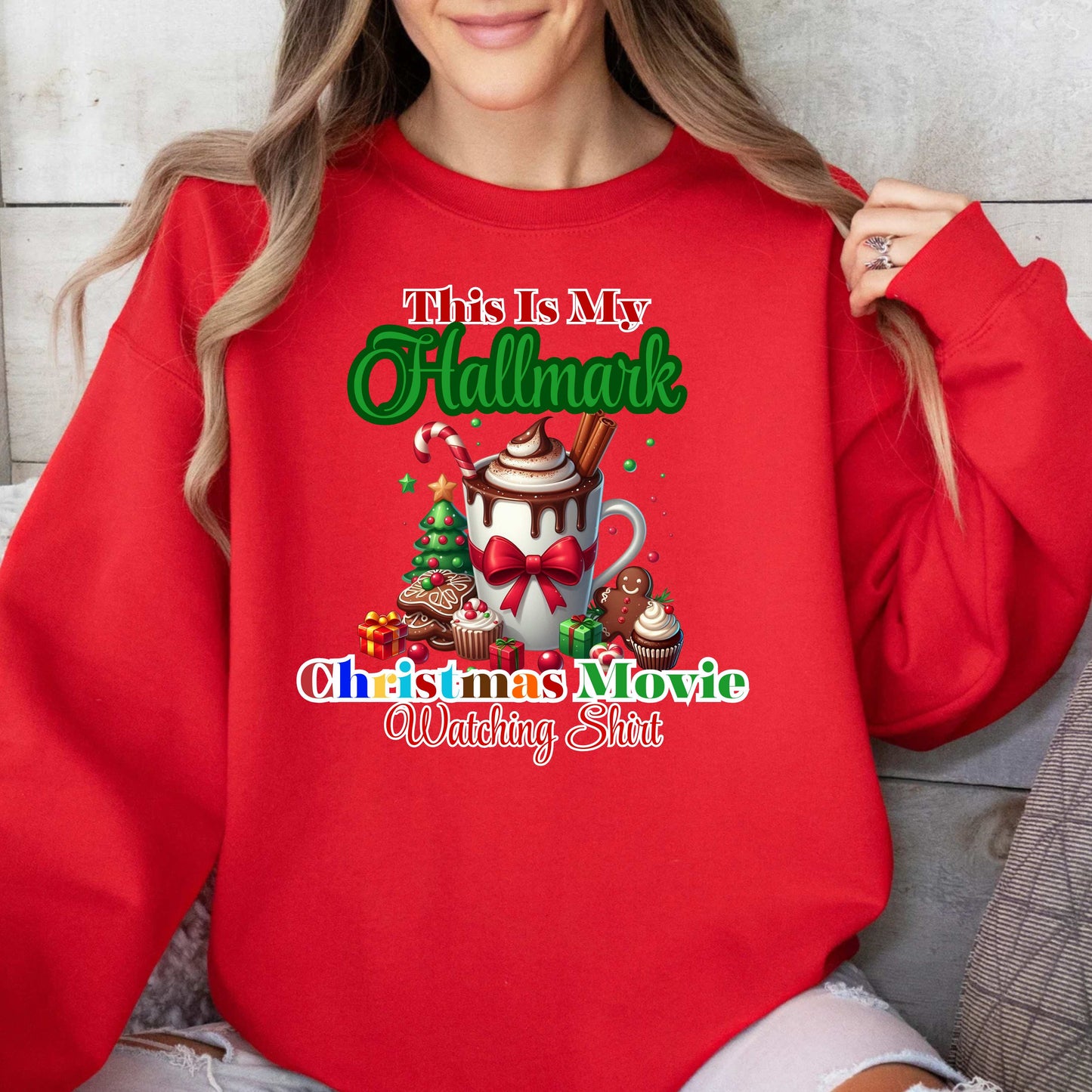Christmas Movie Watching Crewneck Pullover Sweatshirt