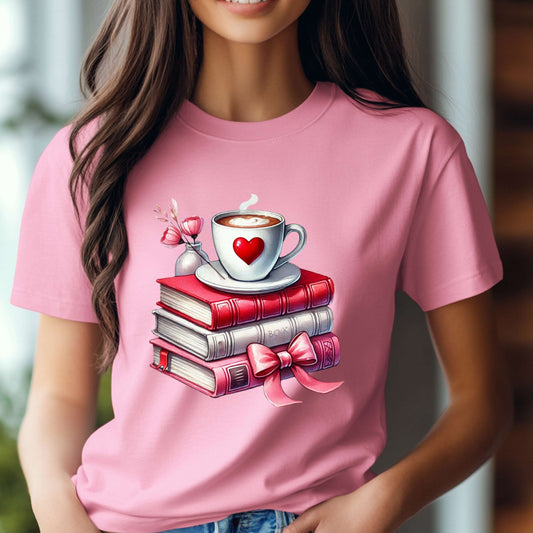 Book Lover Coffee Addict Valentine's T-Shirt