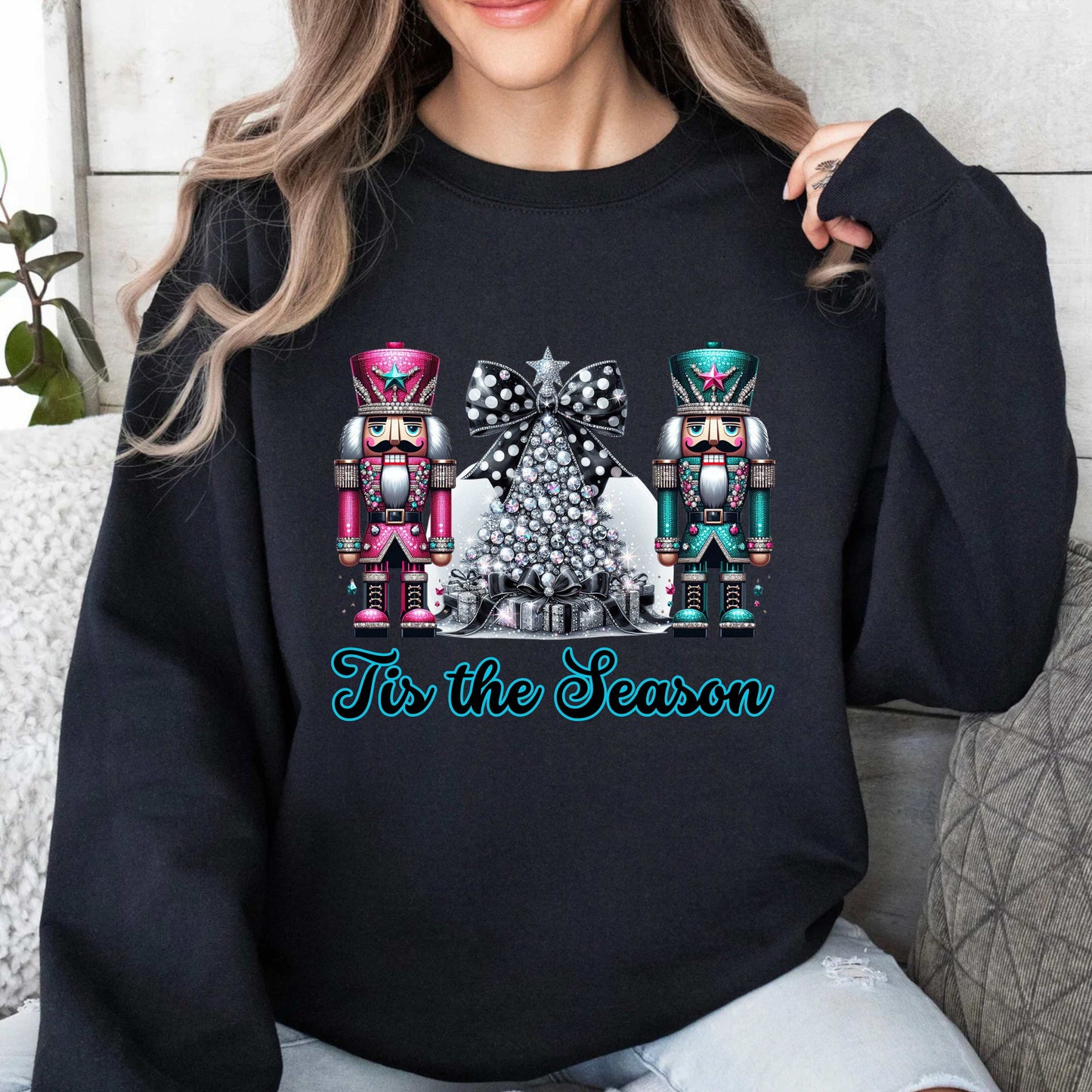 Bling Christmas Nutcracker Crewneck Pullover Sweatshirt