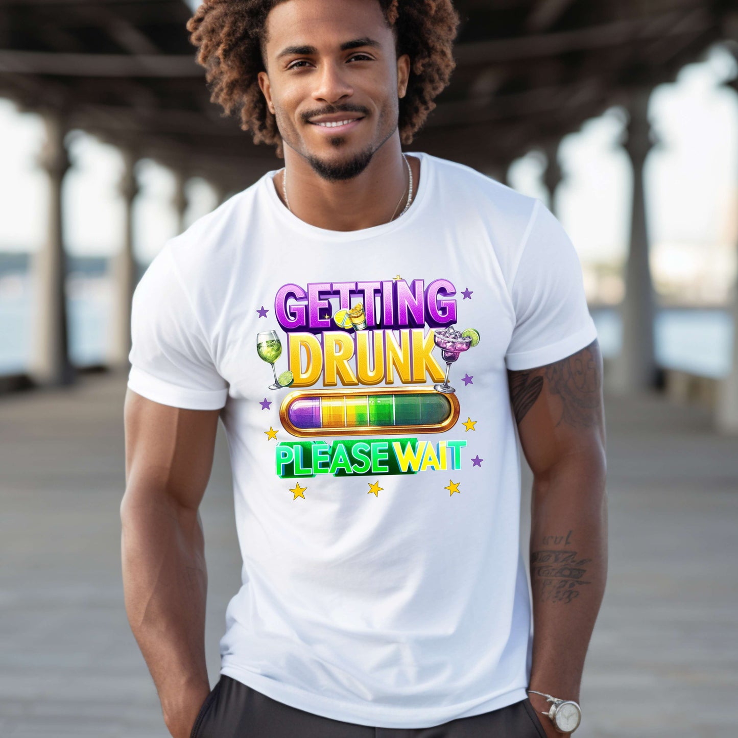 Getting Drunk Loading Please Wait Mardi Gras T-Shirt