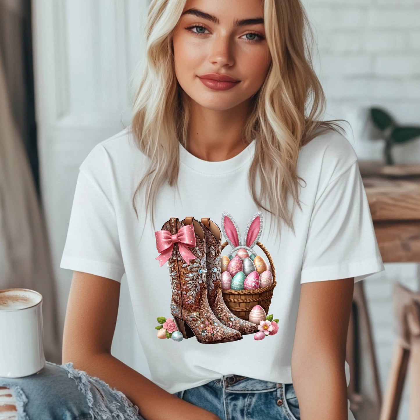 Blinged Out Cowboy Boot Easter T-Shirt