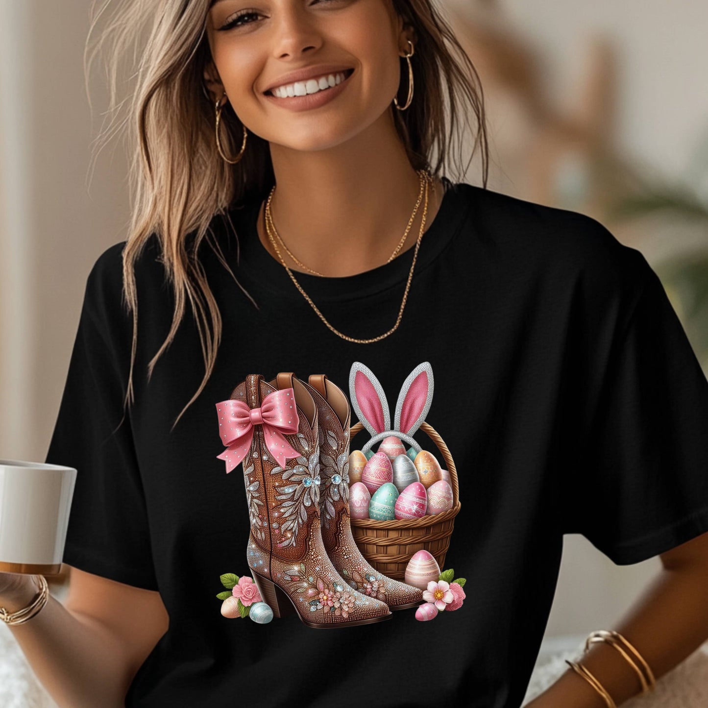 Blinged Out Cowboy Boot Easter T-Shirt
