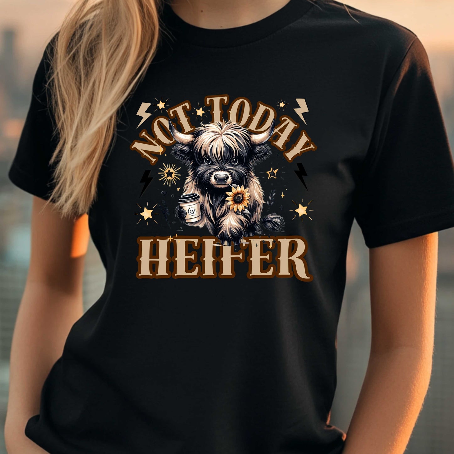 Not Today Highland Cow Funny T-Shirt