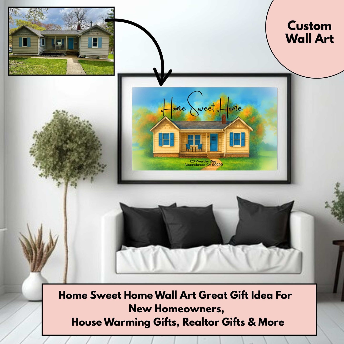 Home Sweet Home Wall Art Great Gift Idea For New Homeowners, House Warming Gifts, Realtor Gifts & More
