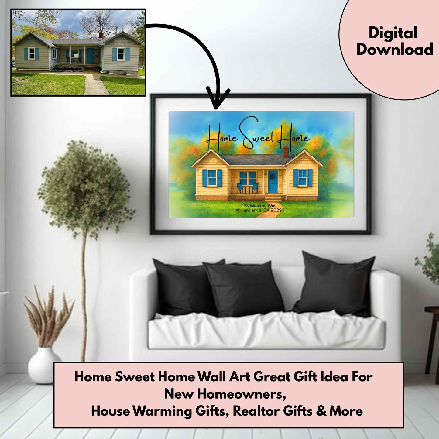 Home Sweet Home Wall Art Great Gift Idea For New Homeowners, House Warming Gifts, Realtor Gifts & More