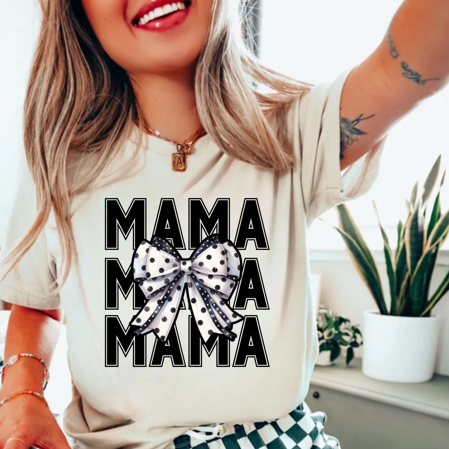 Mama Polka Dot Bow Mother's Day T-Shirt