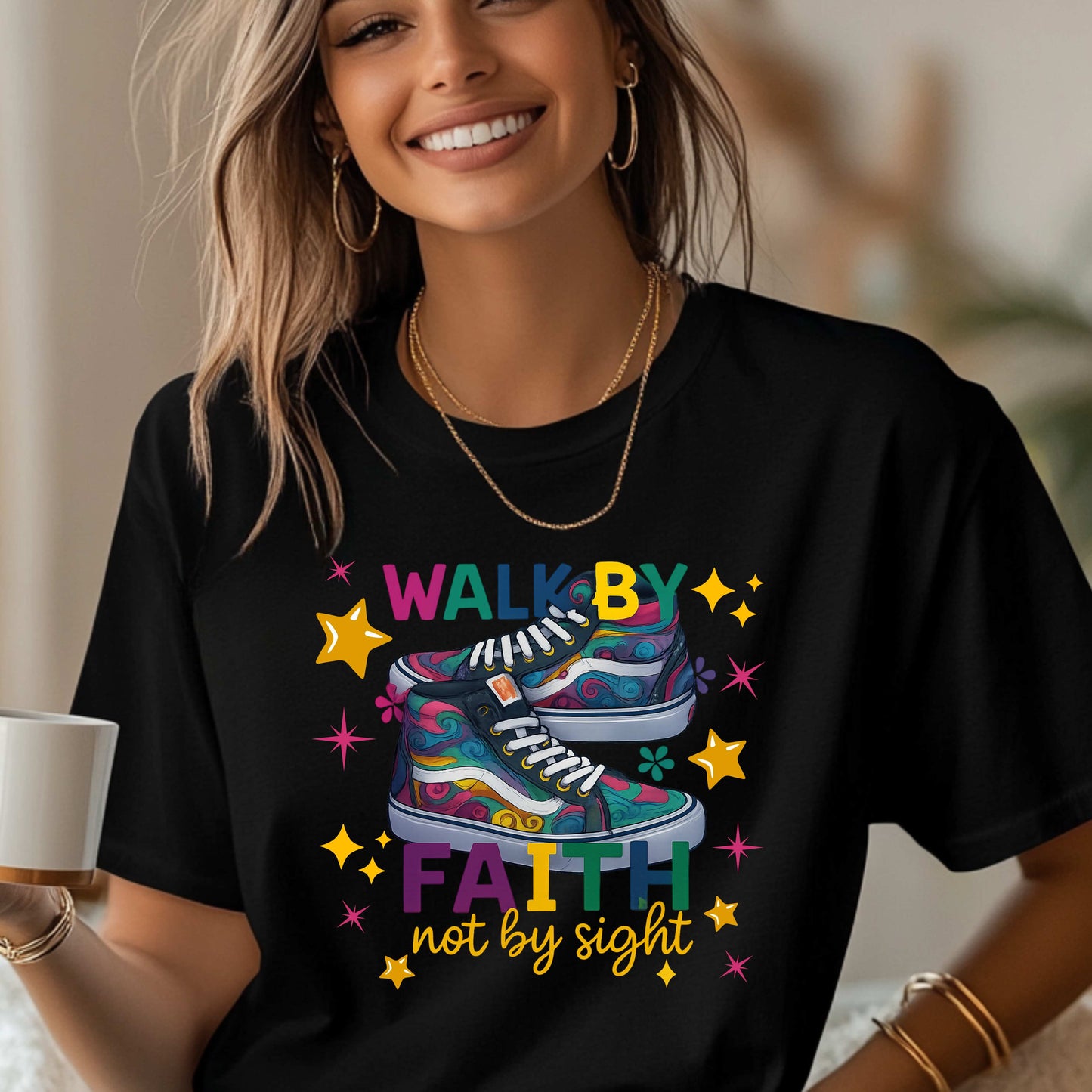 Walk By Faith Not By Sight Inspirational T-Shirt