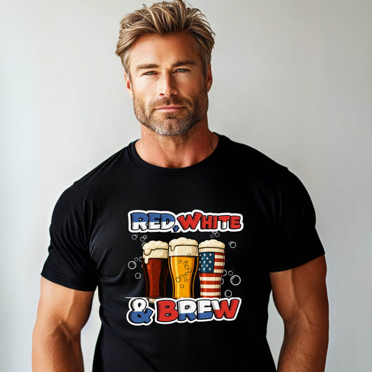 Red, White and Brew July 4th T-Shirt | Great Veteran Gift Idea