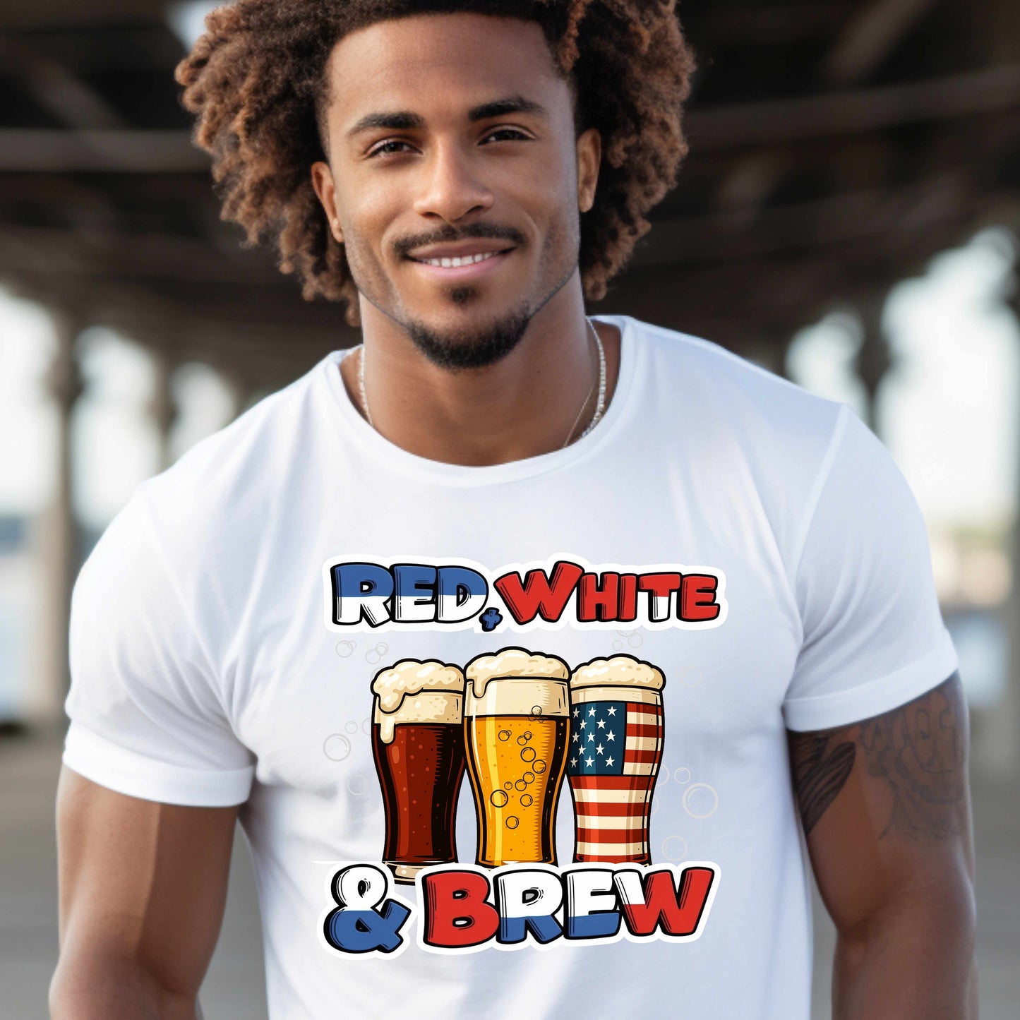 Red, White and Brew July 4th T-Shirt | Great Veteran Gift Idea