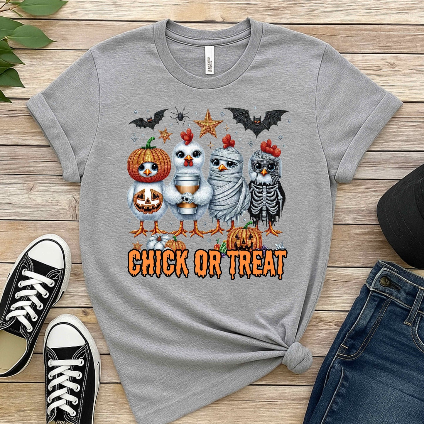 Bling Chicken Chick or Treat Funny Halloween T-Shirt