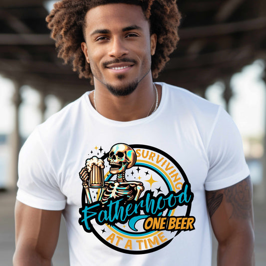 Surviving Fatherhood One Beer At A Time Funny T-Shirt