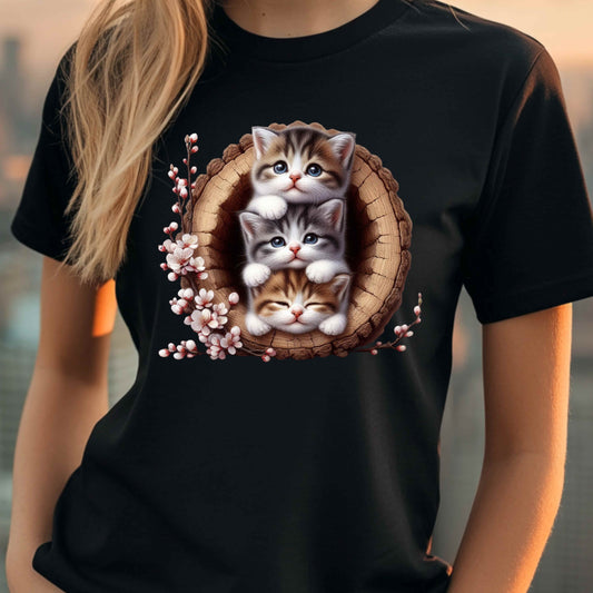 Cute Kittie Cats Snugled in a Tree T-Shirt