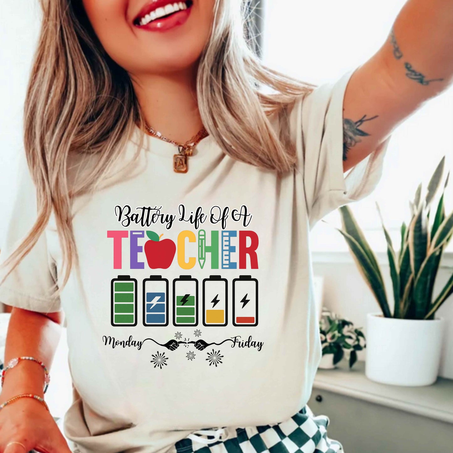 Battery Life Back to School Funny Teacher T-Shirt