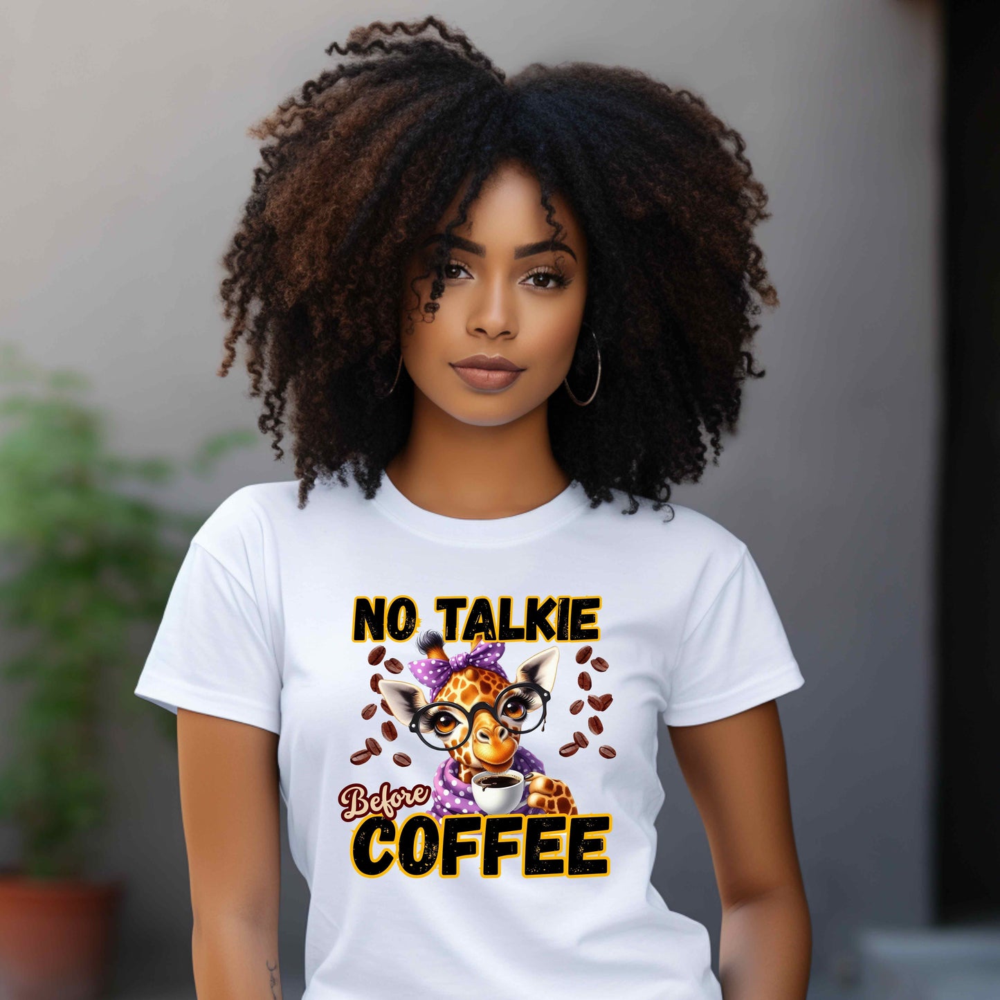 No Talkie Before Coffee Funny Giraffe T-Shirt
