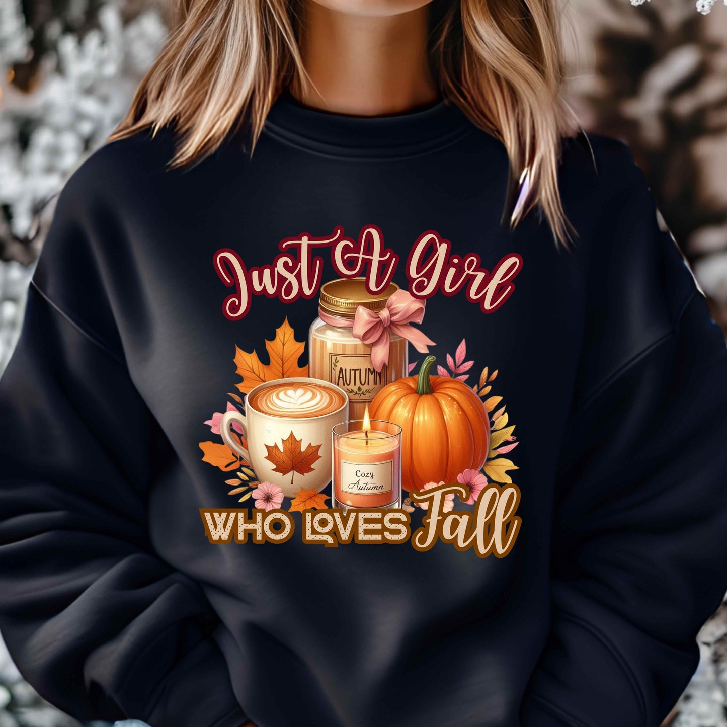 Just A Girl Who Loves Fall Crewneck Pullover Sweatshirt