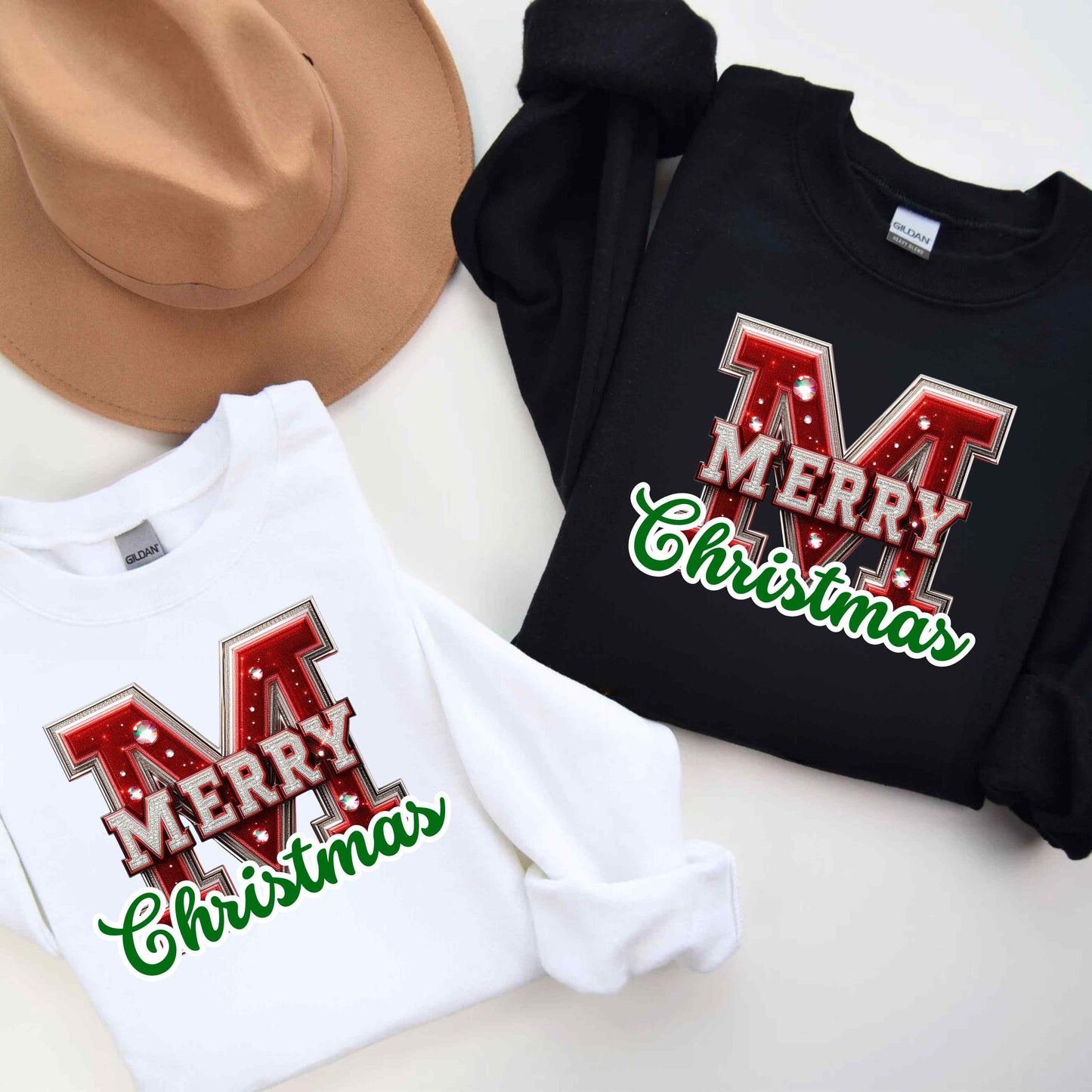 Varsity Letters Merry Christmas Crewneck Pullover Sweatshirt