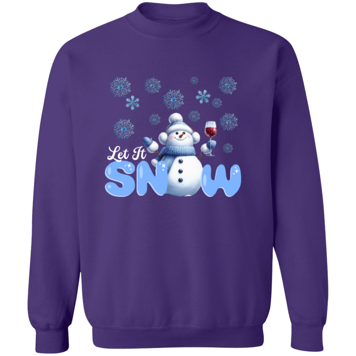 Let It Snow Snowman Christmas Crewneck Pullover Sweatshirt